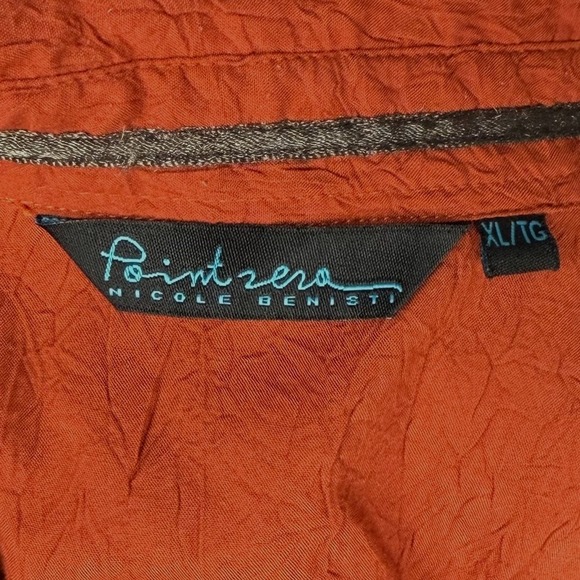 Point Zero Nicole Benisti embroidered crinkle button blouse XL women - Picture 7 of 9